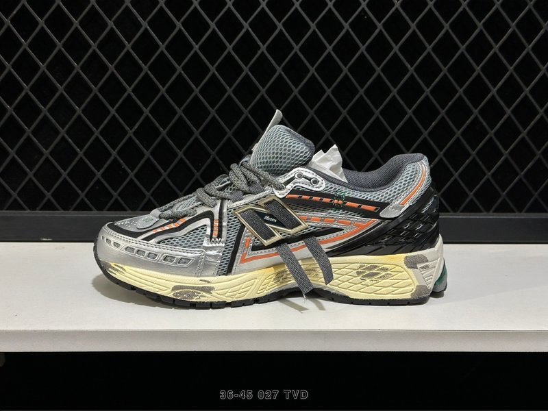 New Balance 레트로 러닝화 그레이/옐로우 001-279624