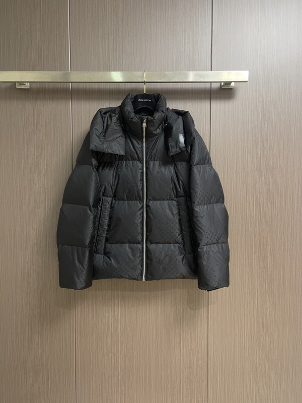 LV 탈부착 후드 자카드 패딩 점퍼 001-279957