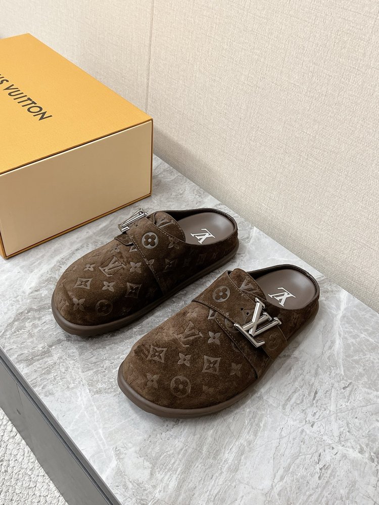 루이비통 스웨이드 뮬 슬리퍼 001-280721