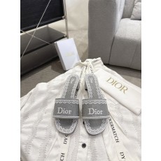 디올 여성 자수 가죽 바닥 슬리퍼 001-281090