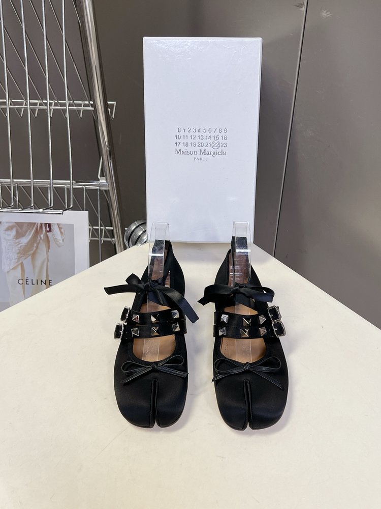 메종 마르지엘라 타비 새틴 발레리나 플랫슈즈 001-281562