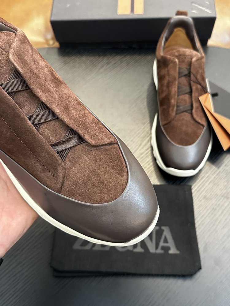 ZEGNA 남성 스웨이드 트리플스티치 럭셔리 캐주얼화 001-282138