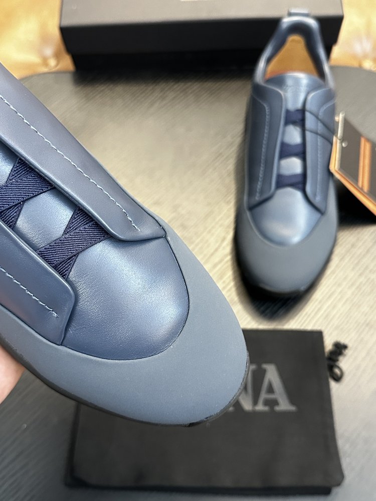 ZEGNA 스웨이드 트리플 스티치 몬테 캐주얼 스니커즈 001-282144