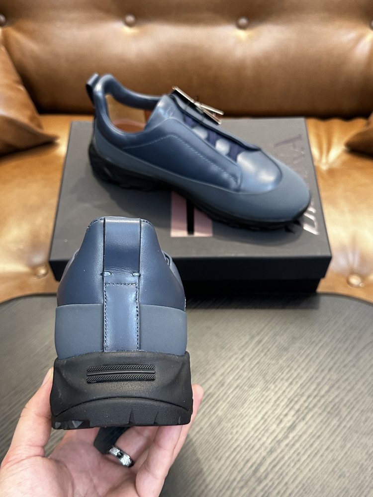 ZEGNA 스웨이드 트리플 스티치 몬테 캐주얼 스니커즈 001-282144