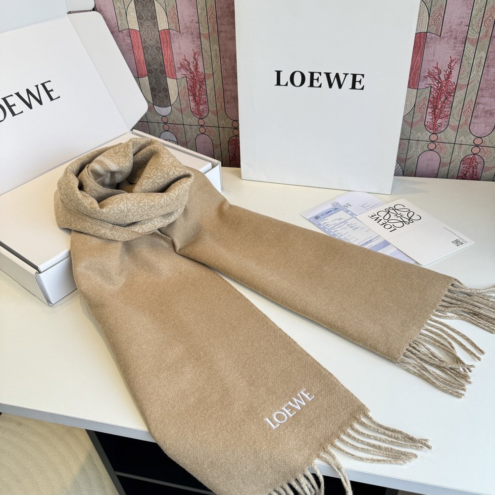 LOEWE 로에웨 더블 페이스 울&캐시미어 혼방 머플러 001-282175