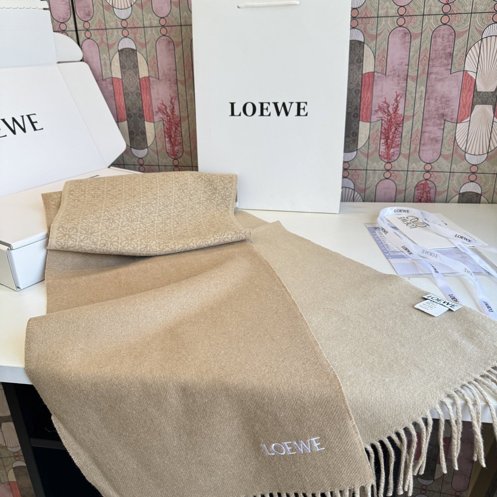 LOEWE 로에웨 더블 페이스 울&캐시미어 혼방 머플러 001-282175