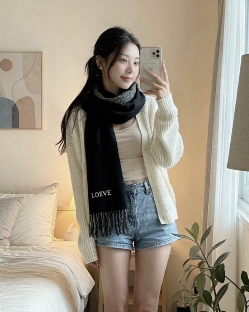 LOEWE 로에웨 더블 페이스 울&캐시미어 혼방 머플러 001-282175