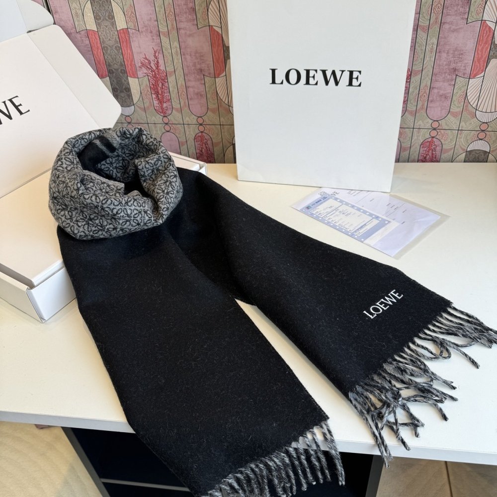 LOEWE 로에웨 더블 페이스 울&캐시미어 혼방 머플러 001-282175