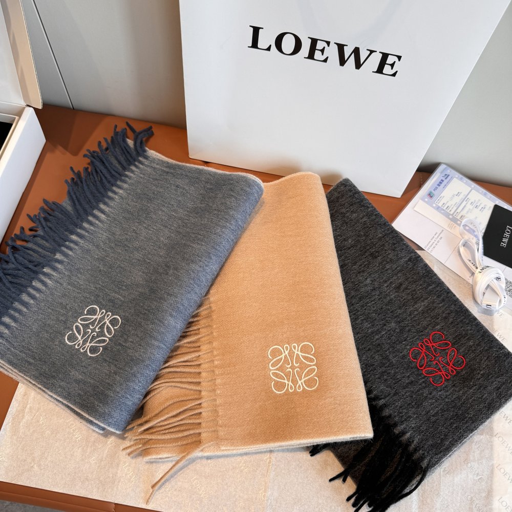 LOEWE 양면 컬러 캐시미어 머플러 001-282454