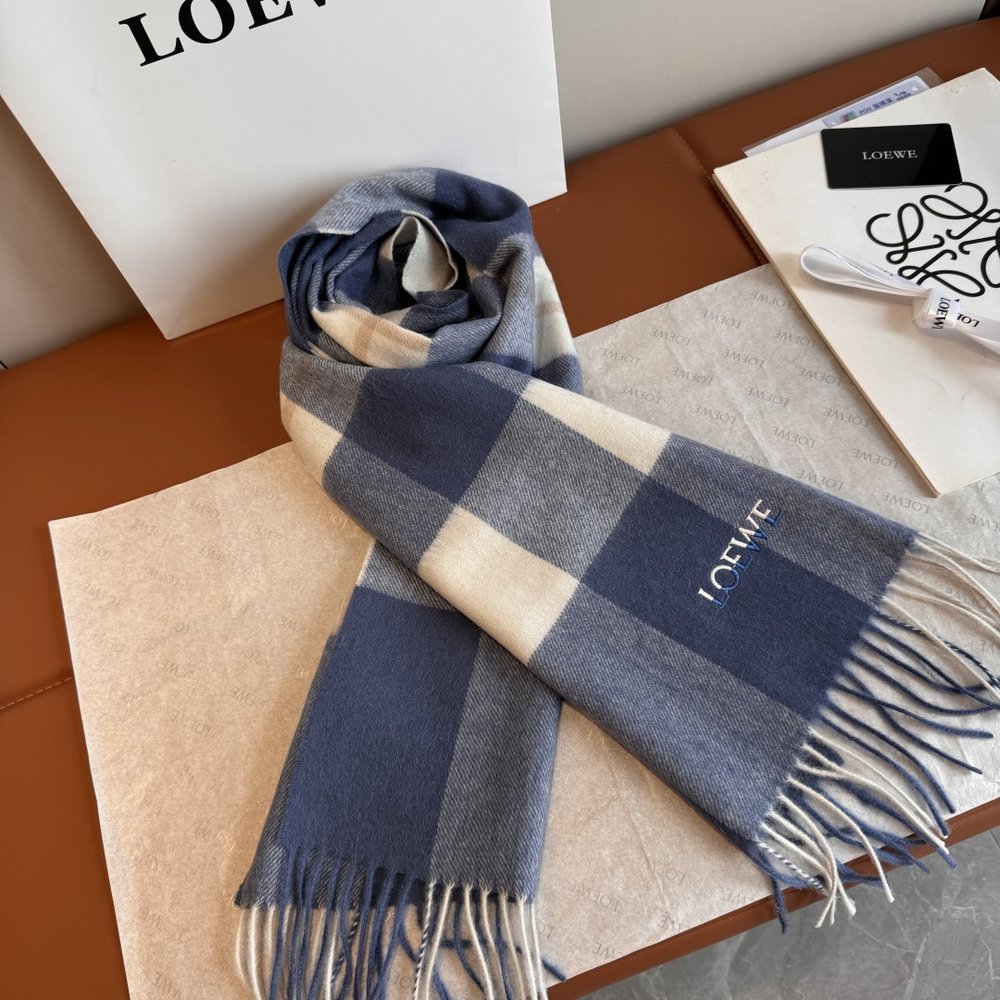 LOEWE 양면 자수 로고 캐시미어 머플러 001-282457