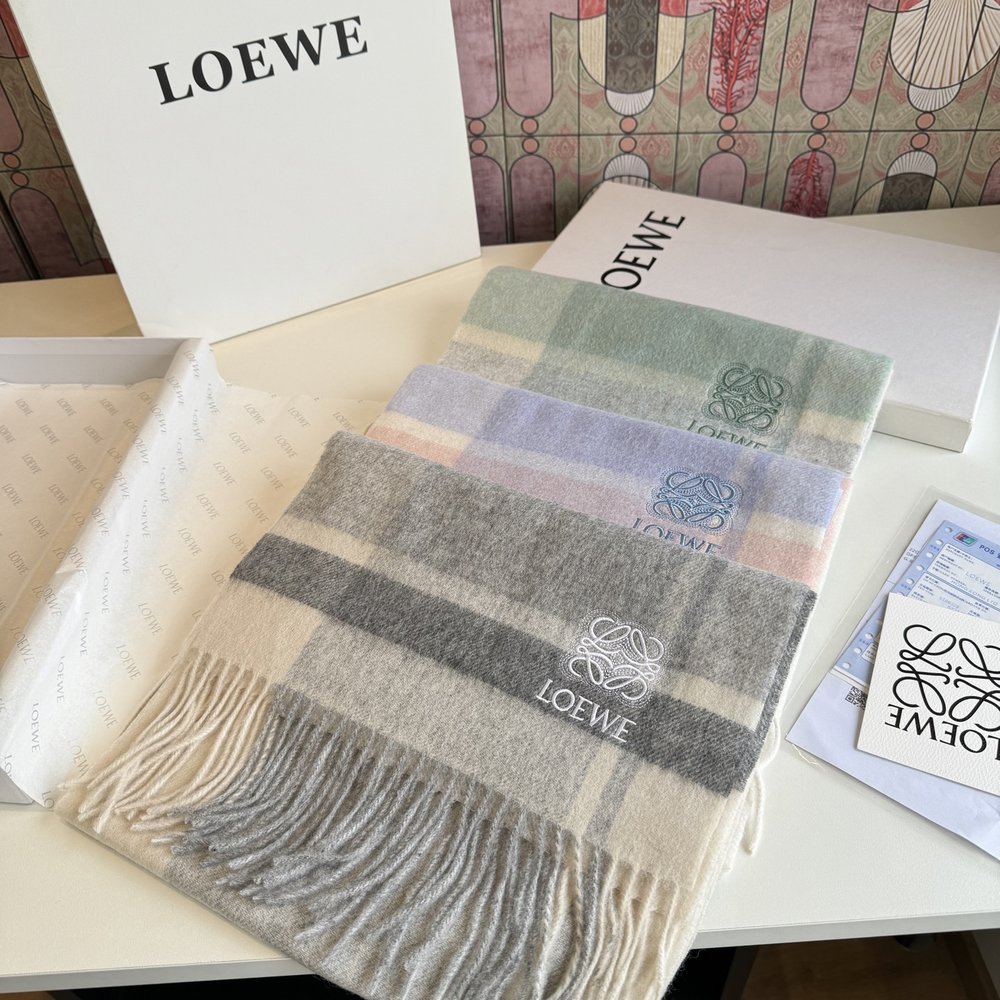 LOEWE 캐시미어 머플러 커플용 부드러운 컬러 001-282471