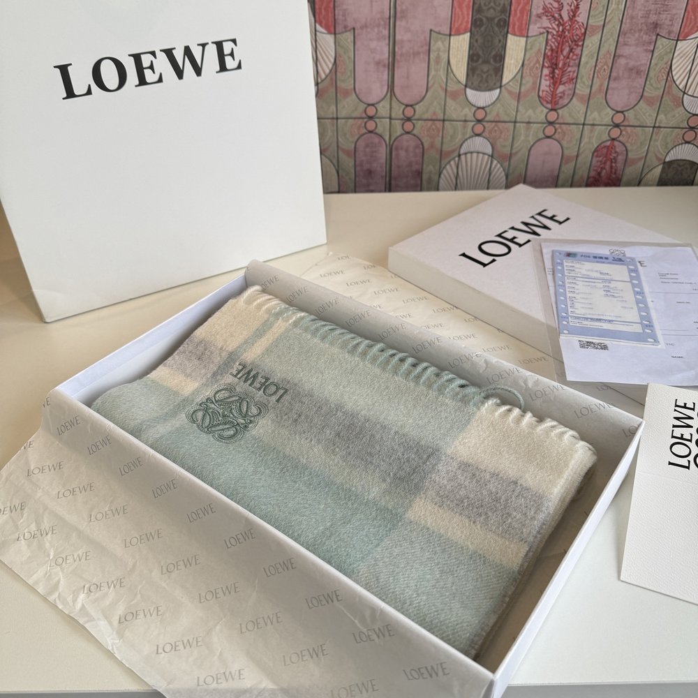 LOEWE 캐시미어 머플러 커플용 부드러운 컬러 001-282471