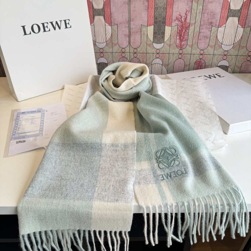 LOEWE 캐시미어 머플러 커플용 부드러운 컬러 001-282471