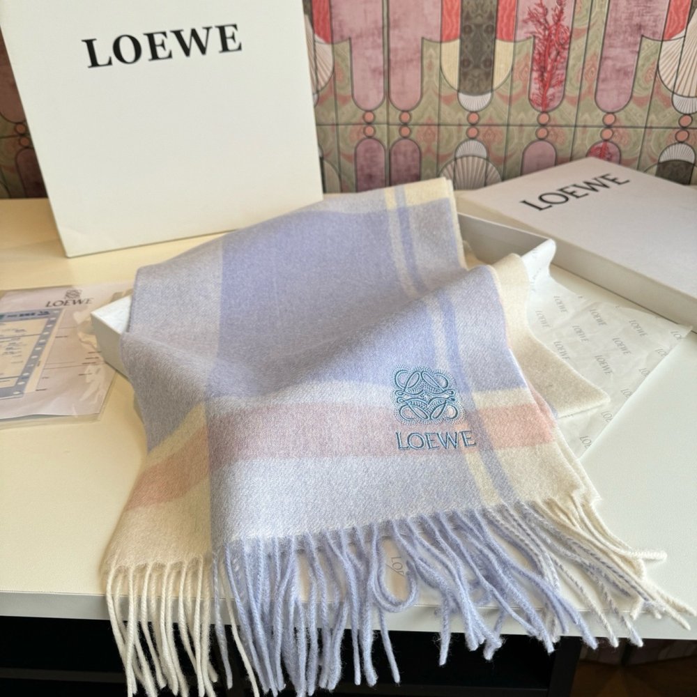LOEWE 캐시미어 머플러 커플용 부드러운 컬러 001-282471