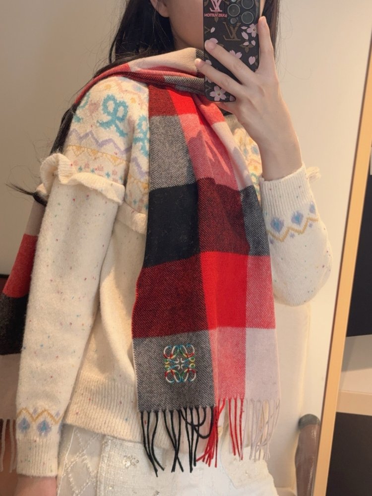 LOEWE 양면 컬러 캐시미어 스카프 001-282474