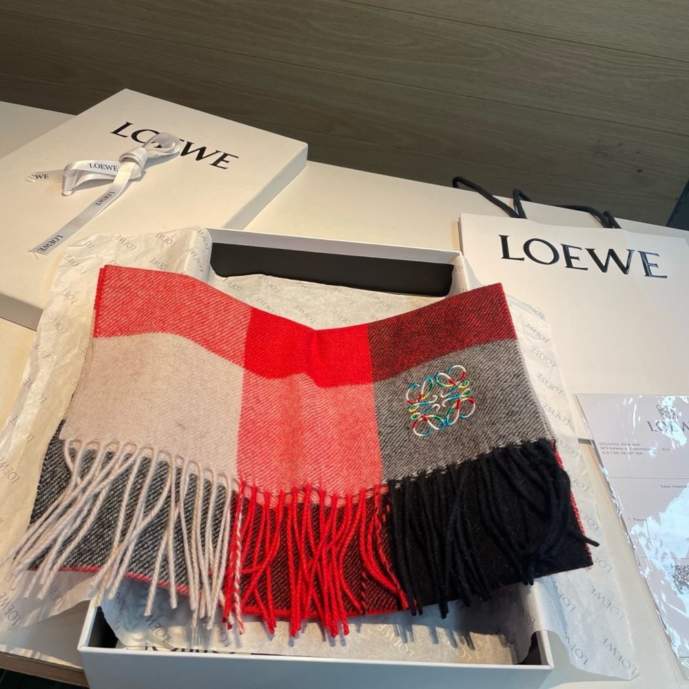 LOEWE 양면 컬러 캐시미어 스카프 001-282474