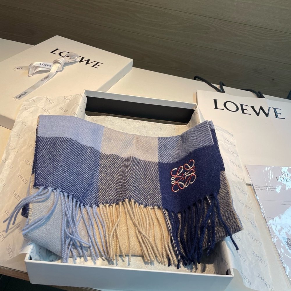 LOEWE 양면 컬러 캐시미어 스카프 001-282474
