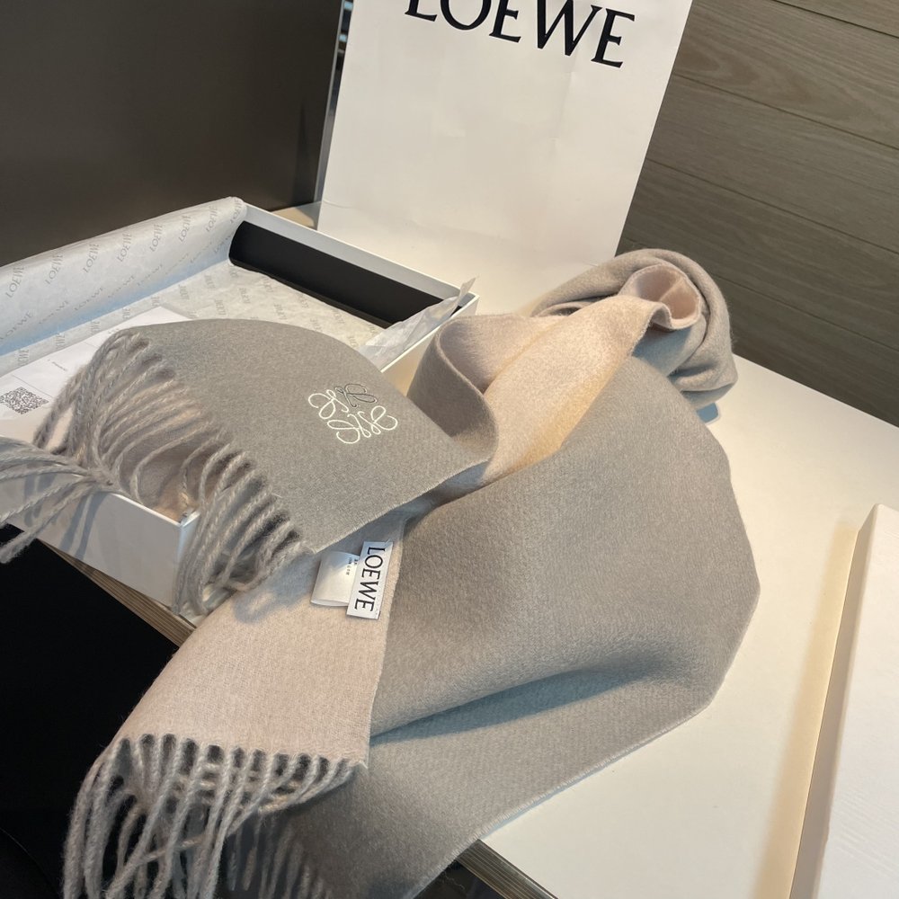 LOEWE 양면 배색 캐시미어 머플러 001-282482