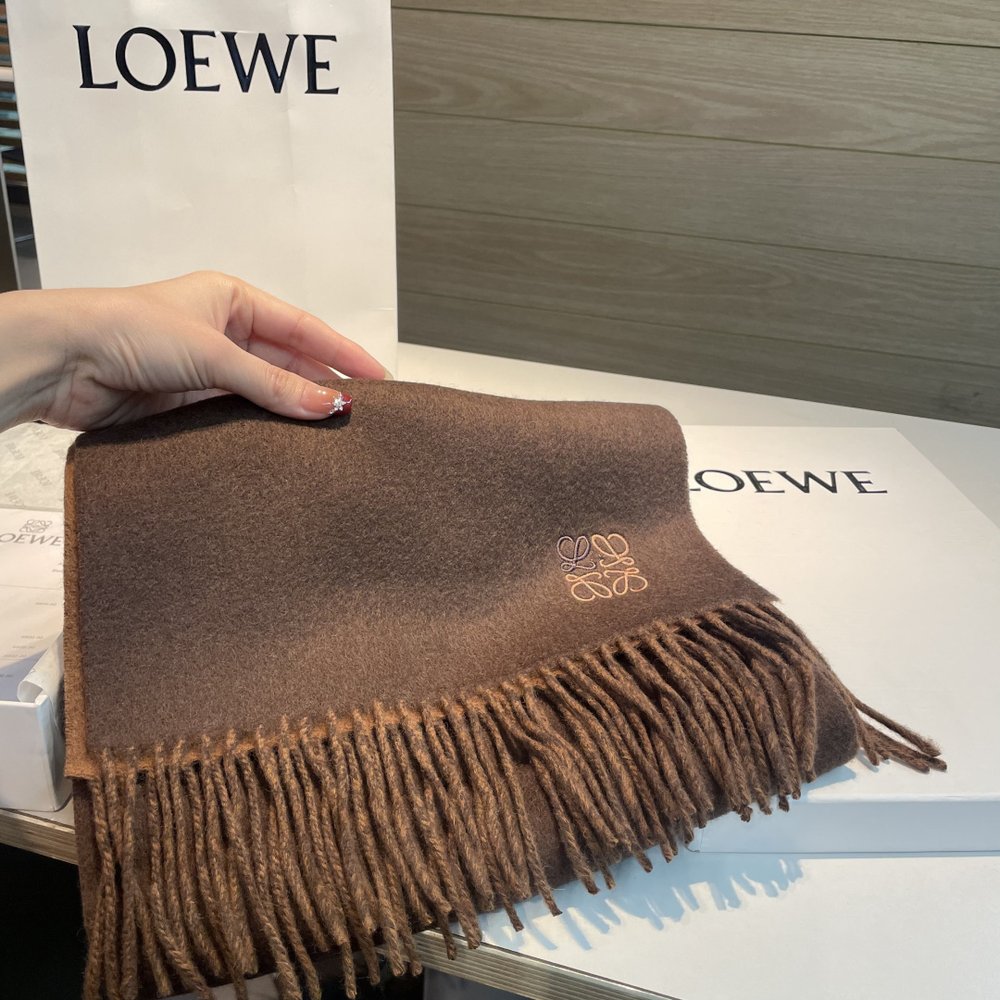 LOEWE 양면 배색 캐시미어 머플러 001-282482