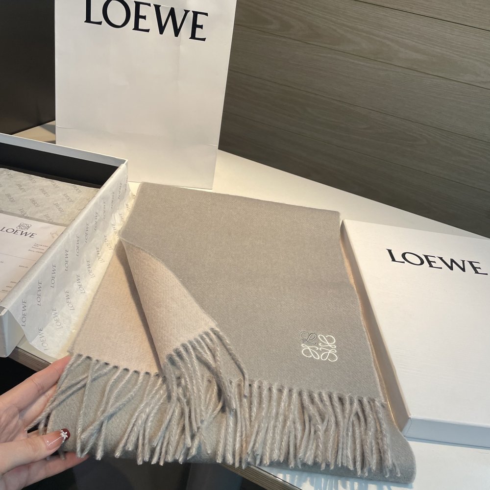 LOEWE 양면 배색 캐시미어 머플러 001-282482