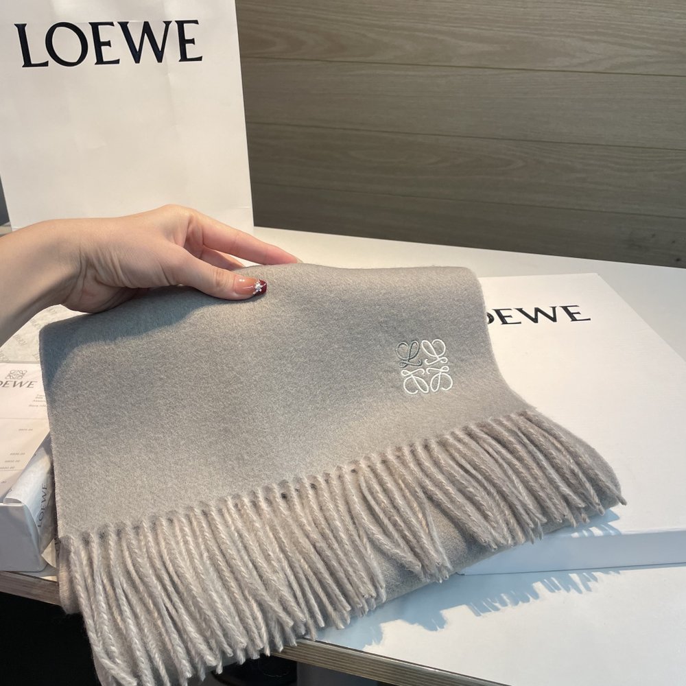 LOEWE 양면 배색 캐시미어 머플러 001-282482