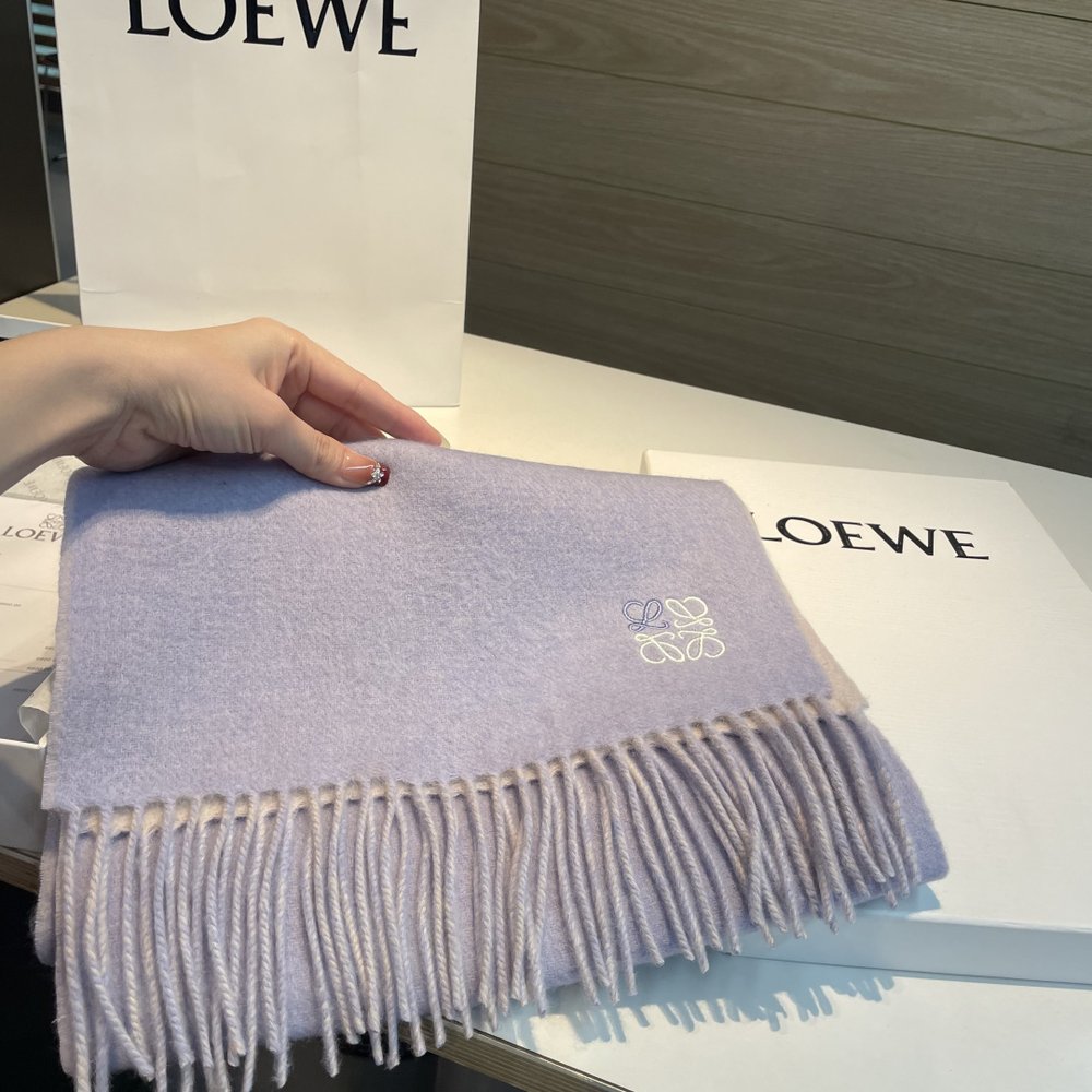LOEWE 양면 배색 캐시미어 머플러 001-282482