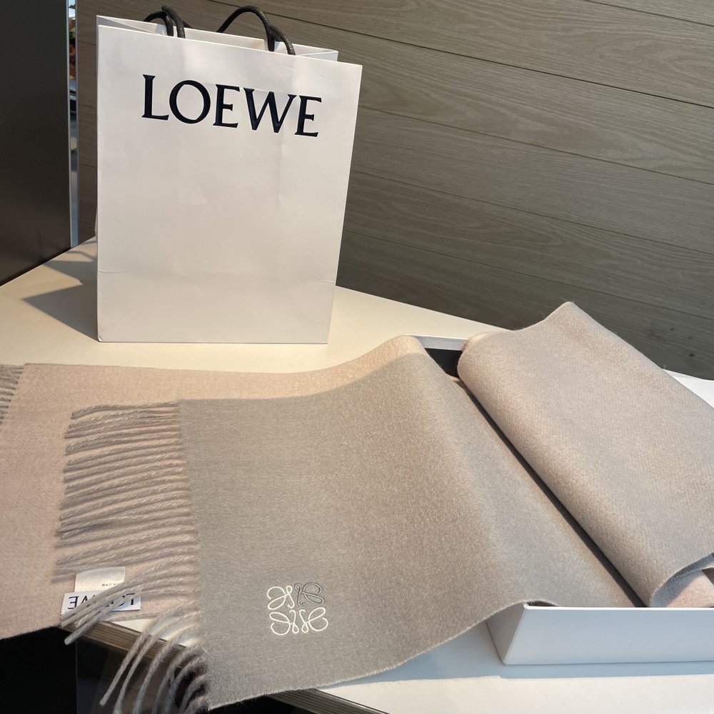 LOEWE 양면 배색 캐시미어 머플러 001-282482