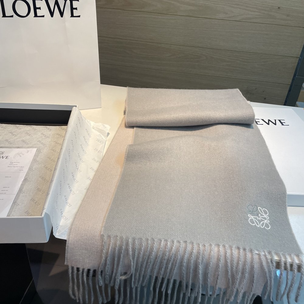 LOEWE 양면 배색 캐시미어 머플러 001-282482