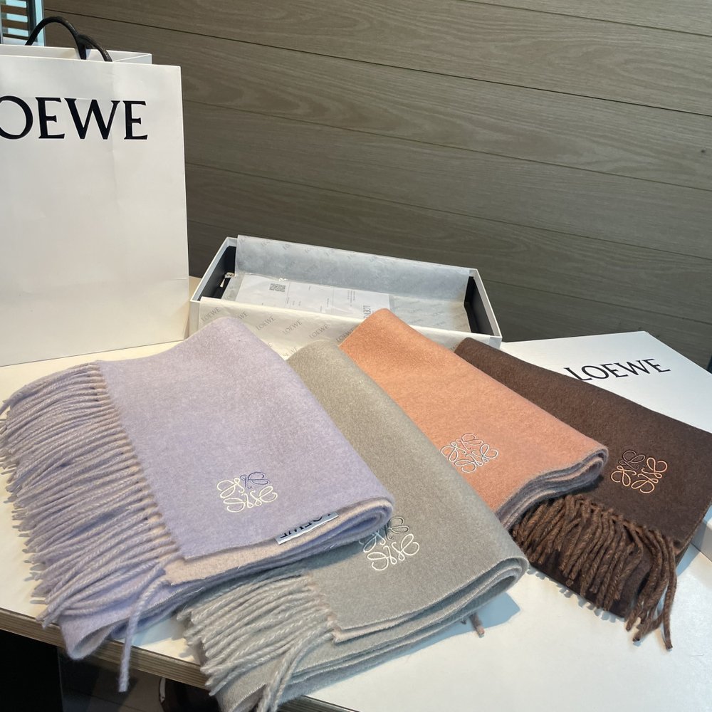 LOEWE 양면 배색 캐시미어 머플러 001-282482