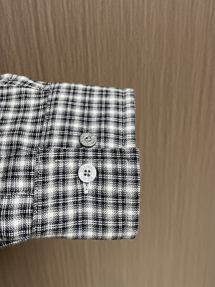 Acne Studios 로고 체크 단추 긴팔 셔츠 001-282976