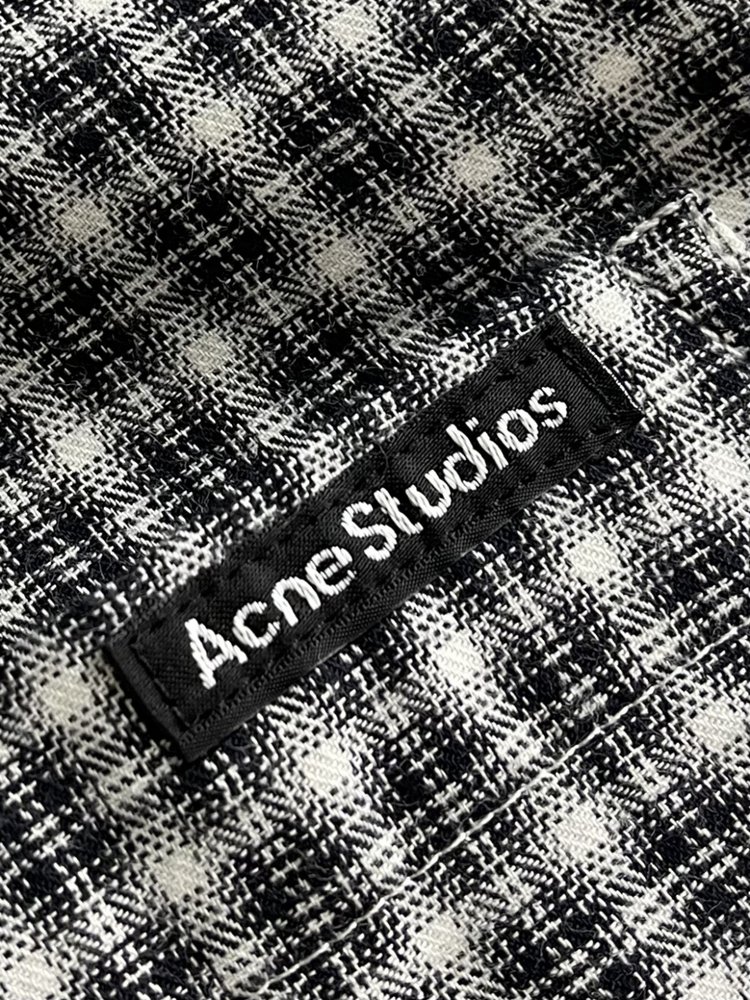 Acne Studios 로고 체크 단추 긴팔 셔츠 001-282976