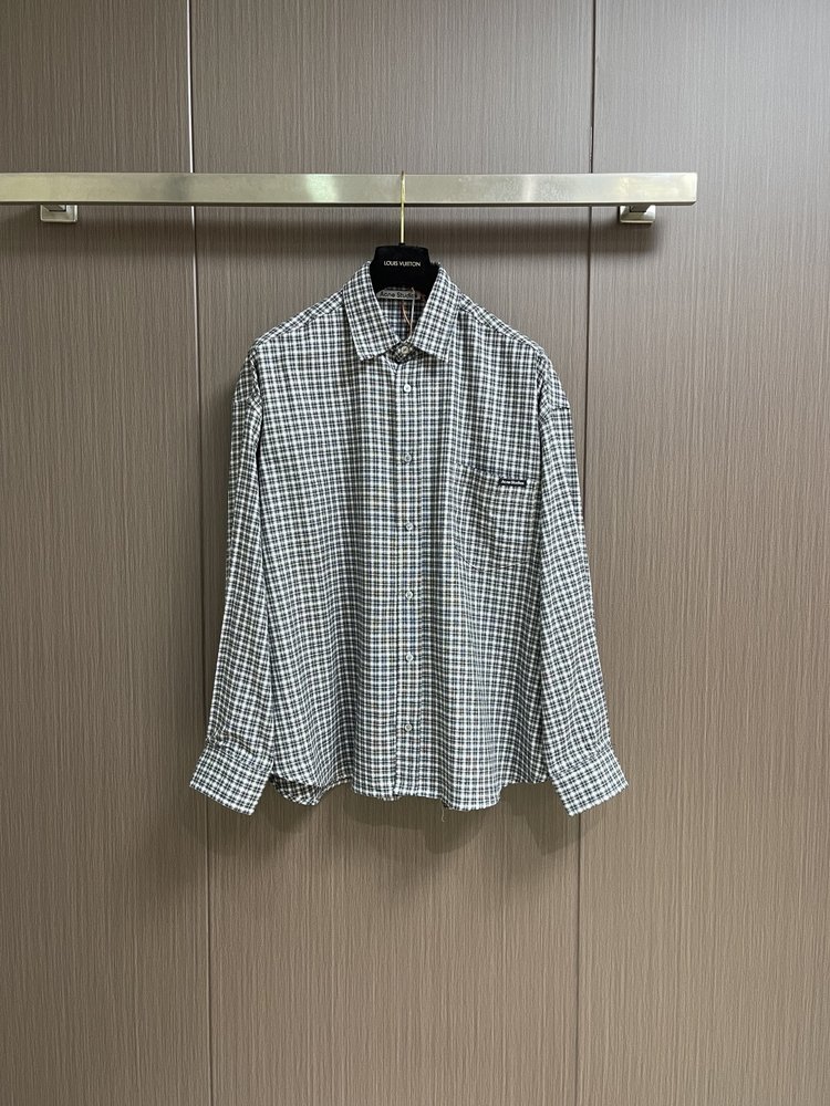 Acne Studios 로고 체크 단추 긴팔 셔츠 001-282976