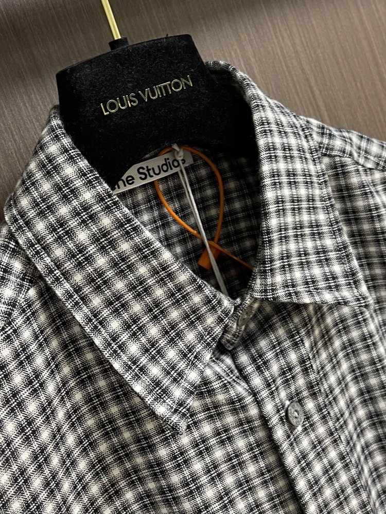 Acne Studios 로고 체크 단추 긴팔 셔츠 001-282976