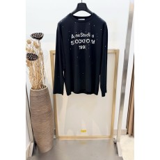 ACNE 오버핏 미러 레이저 크리스탈 긴팔 라운드 티셔 001-282997