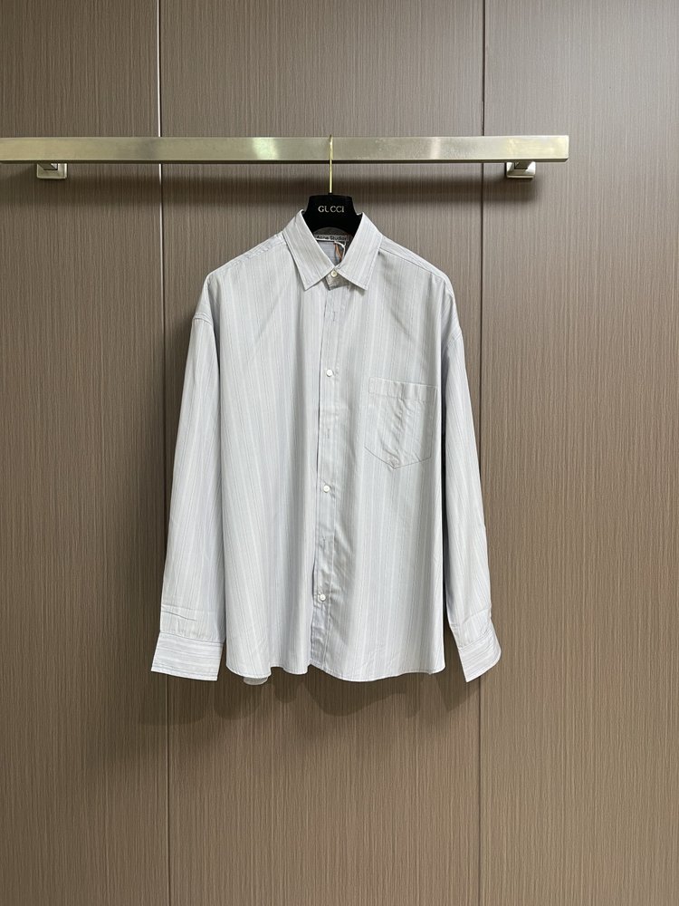 Acne Studios 라벨 스트라이프 버튼 긴팔 셔츠 001-283005