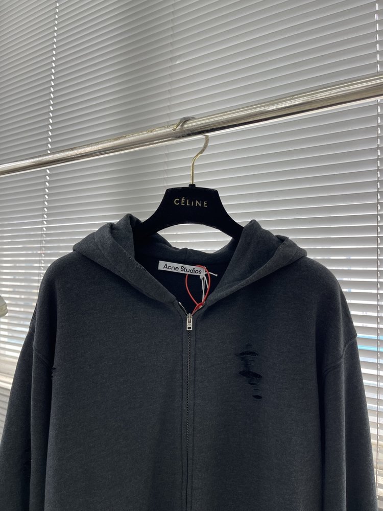 Acne Studios 구멍 뚫린 빈티지 로고 지퍼 자 001-283083