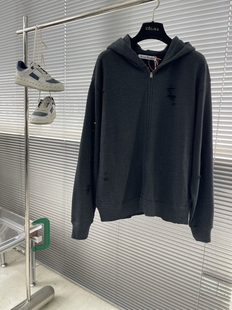 Acne Studios 구멍 뚫린 빈티지 로고 지퍼 자 001-283083