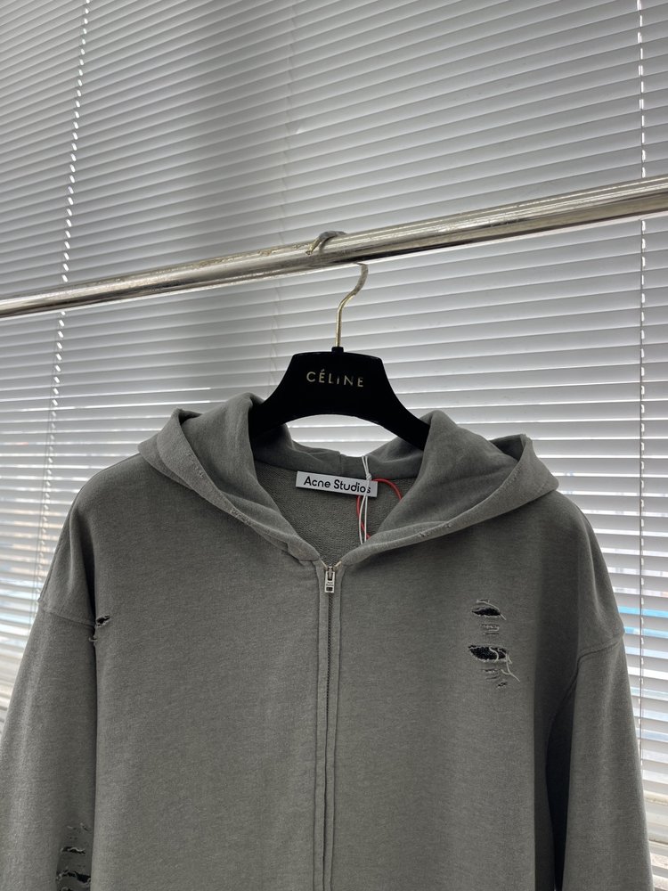 Acne Studios 구멍 뚫린 빈티지 로고 지퍼 재 001-283084
