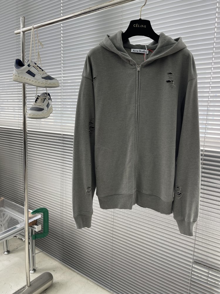 Acne Studios 구멍 뚫린 빈티지 로고 지퍼 재 001-283084