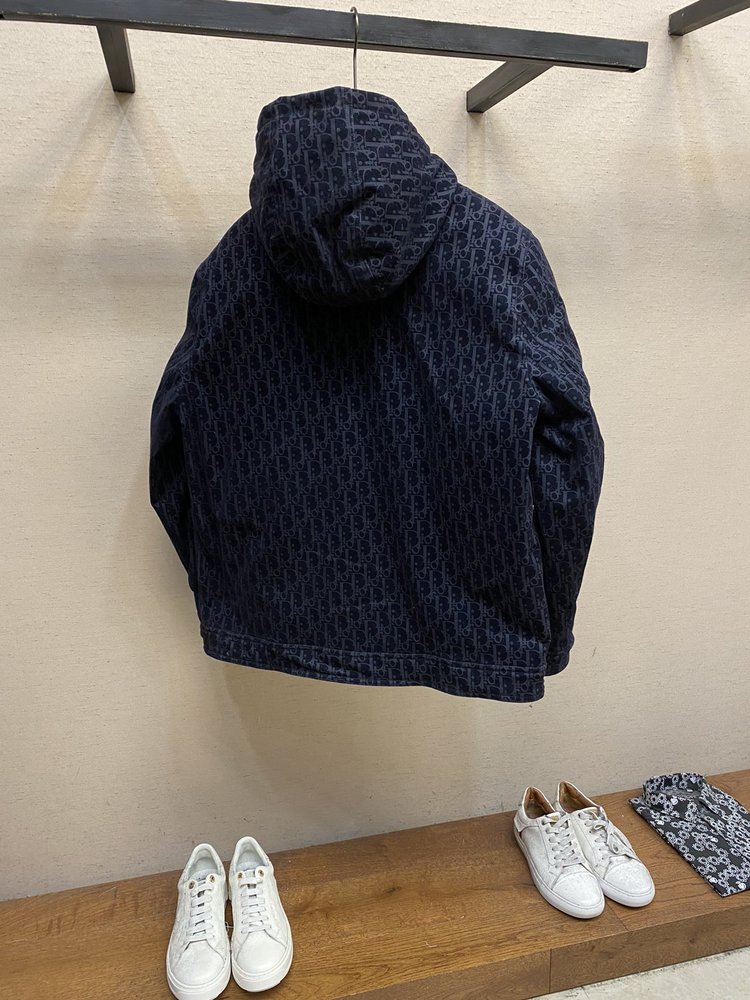 디올 자카드 데님 후드 다운 자켓 001-283103