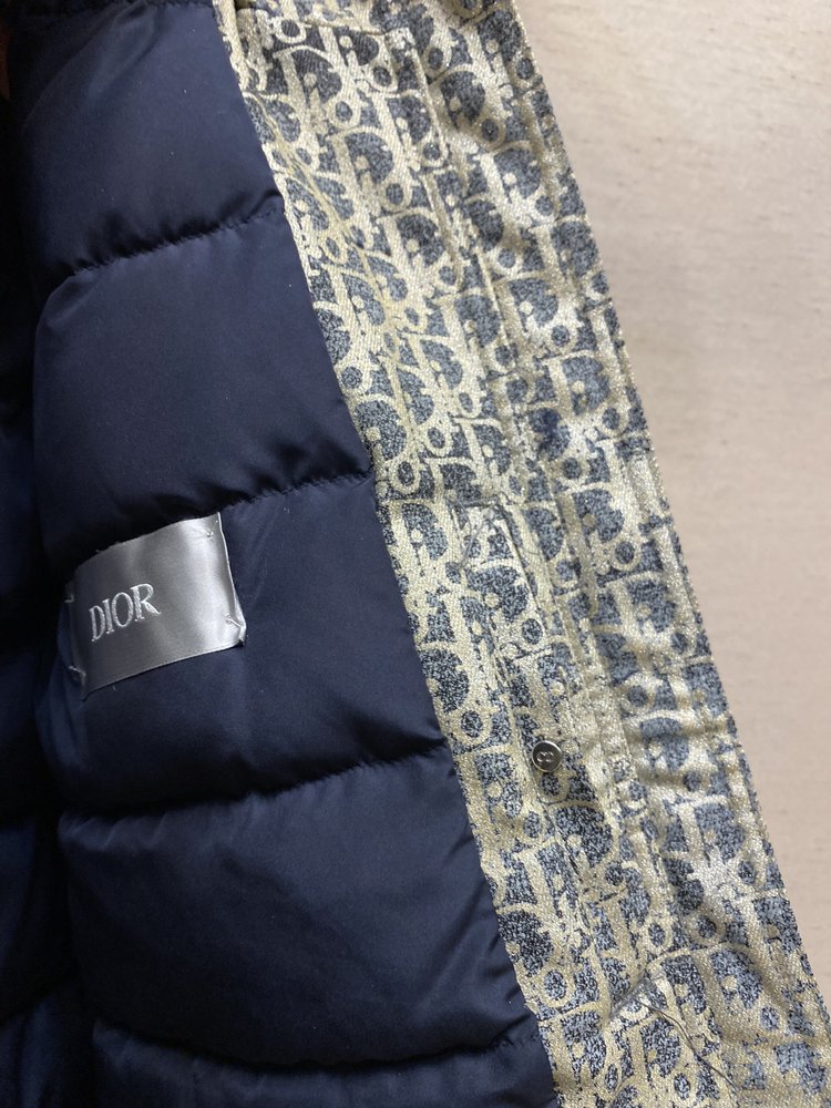디올 자카드 데님 후드 다운 점퍼 001-283104