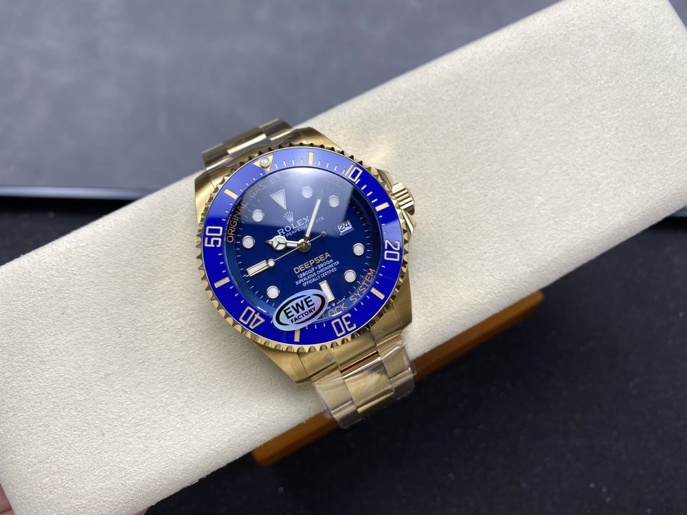 EWE 롤렉스 씨드웰러 골드 블루 44mm 시계 001-283130