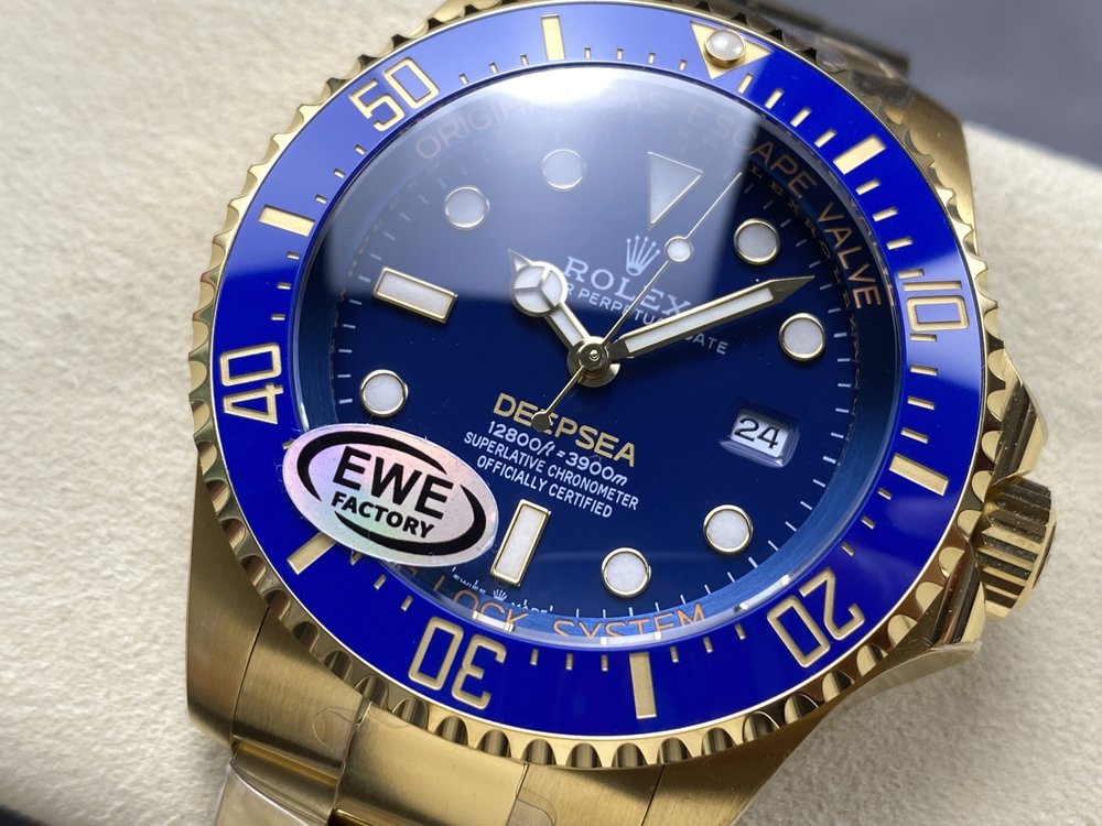 EWE 롤렉스 씨드웰러 골드 블루 44mm 시계 001-283130