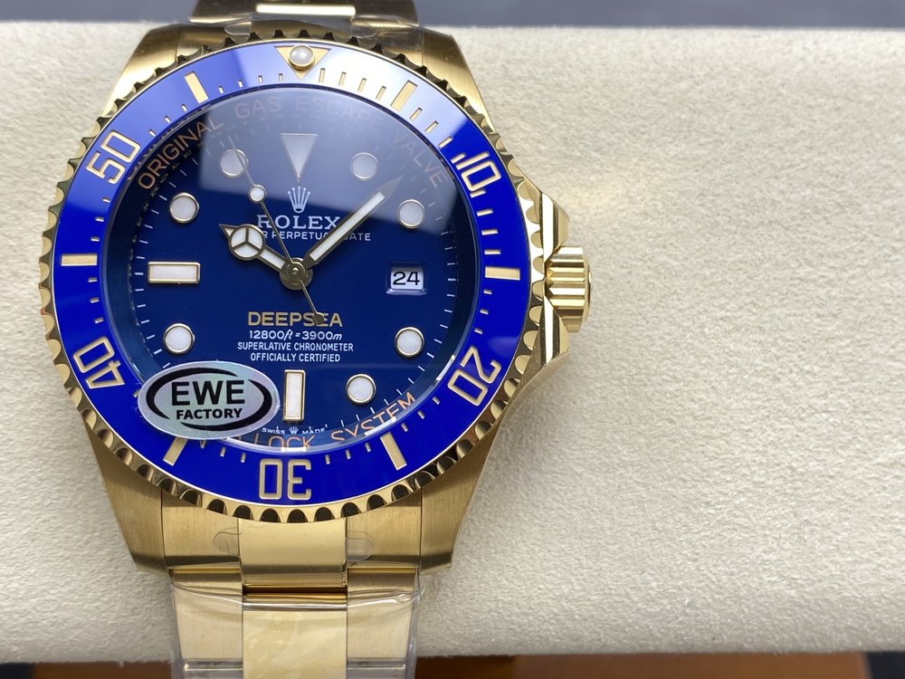 EWE 롤렉스 씨드웰러 골드 블루 44mm 시계 001-283130