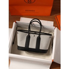 에르메스 가든백 캔버스 블랙/화이트 001-283202