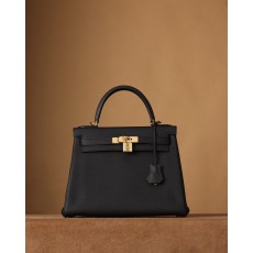 에르메스 켈리 28cm 블랙 골드 버클 토고 가죽 핸드 001-283226