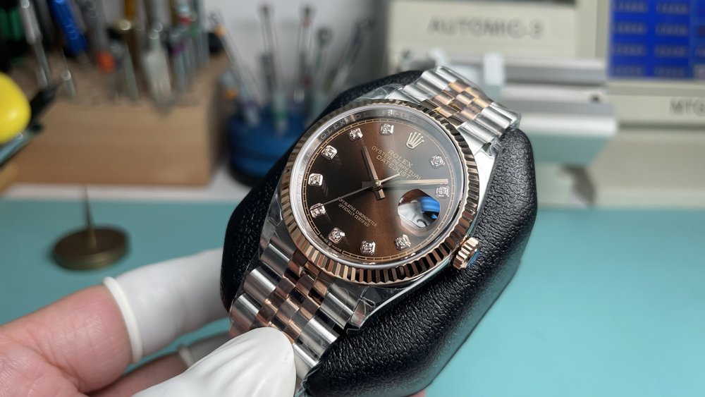 롤렉스 36mm 로즈골드 콤비 커피 다이얼 다이아 001-283233
