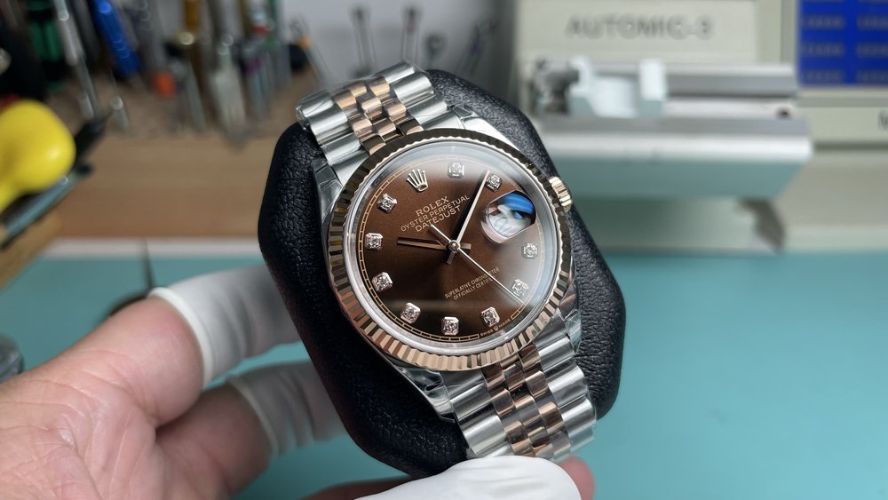 롤렉스 36mm 로즈골드 콤비 커피 다이얼 다이아 001-283233