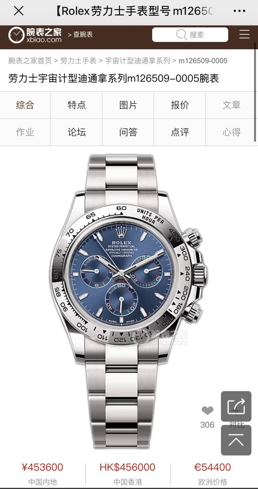 롤렉스 데이토나 40mm 기계식 남성시계 001-283272