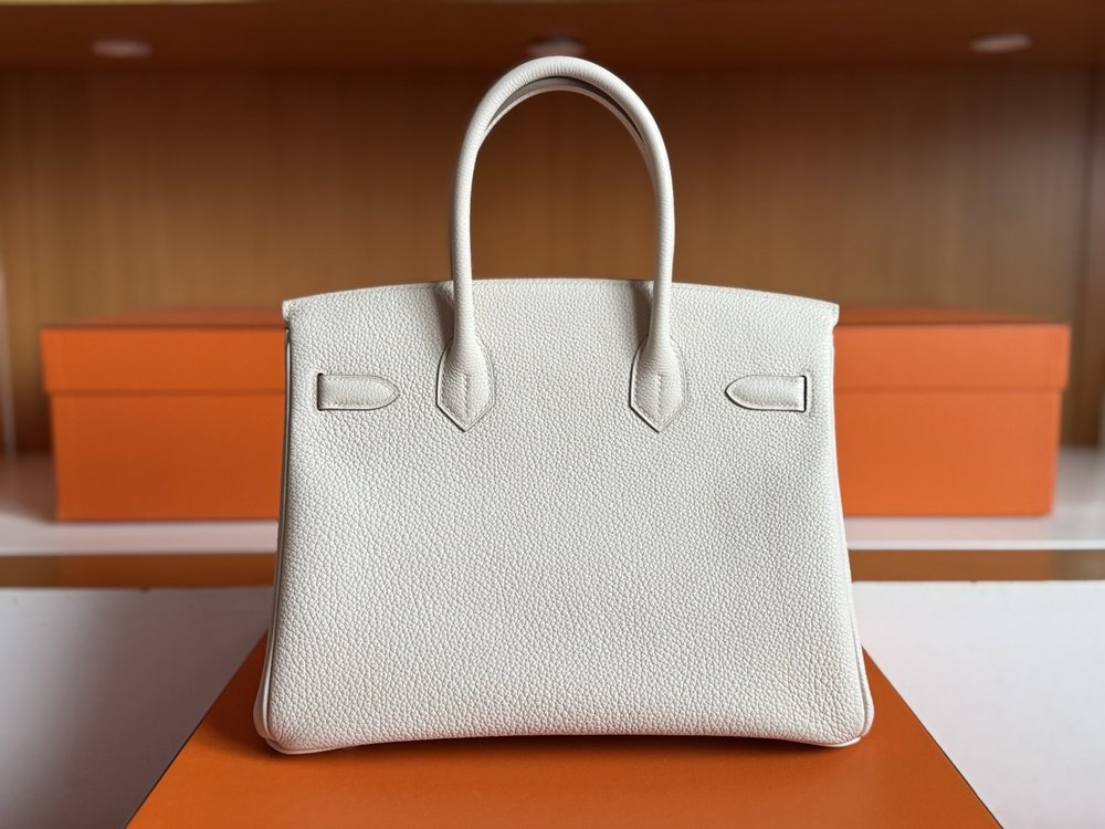 핸드메이드 버킨 30cm 누아쉬블랑 토고 가죽 골드 하 001-283384
